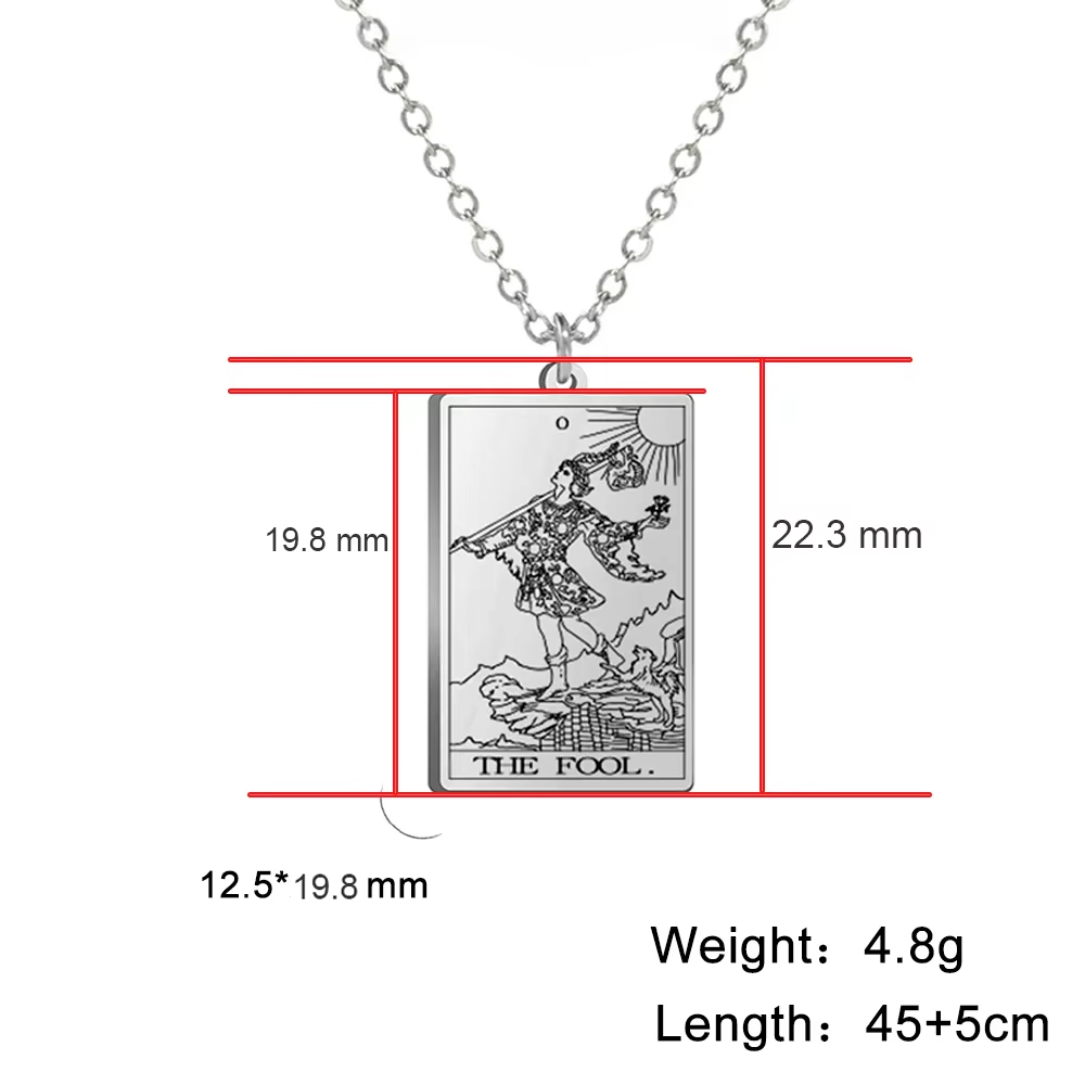 Dawapara Thép Không Gỉ Thẻ Bài Tarot Mặt Dây Chuyền Cổ Điển Tarot Major Arcana Bói Toán Vòng Cổ Nữ Trang Sức