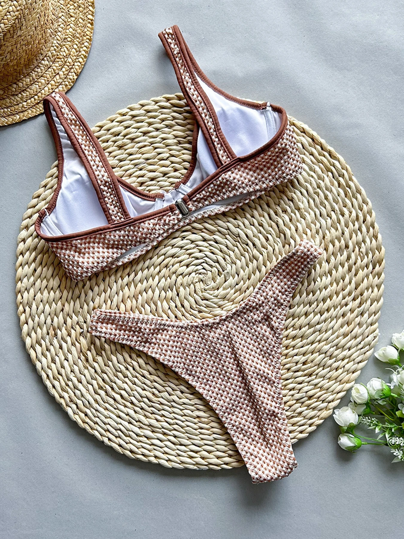 2025 nouveau Sexy Plaid Bikini ensemble maillot de bain pour femmes à armatures Push Up maillots de bain femme deux pièces maillot de bain maillots de bain maillot de bain