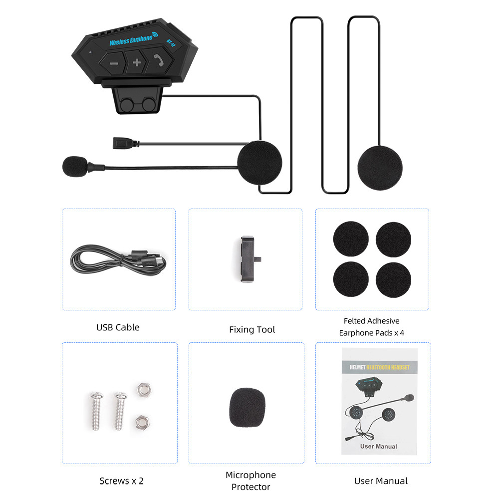 オートバイイヤホンヘルメットヘッドセット Bluetooth 5.0 ヘッドフォンワイヤレスモーターヘッドセットバイクイヤホンハンズフリーステレオインナーイヤー型
