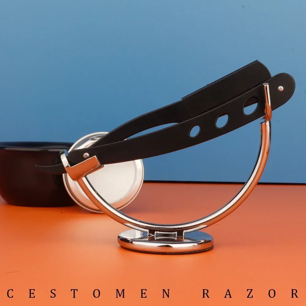 Barbiere Rasoio interamente in acciaio Trimmer in acciaio inossidabile Portacoltelli manuale Rasoi Parrucchiere Rasatura Portacoltelli per rifinitura del viso