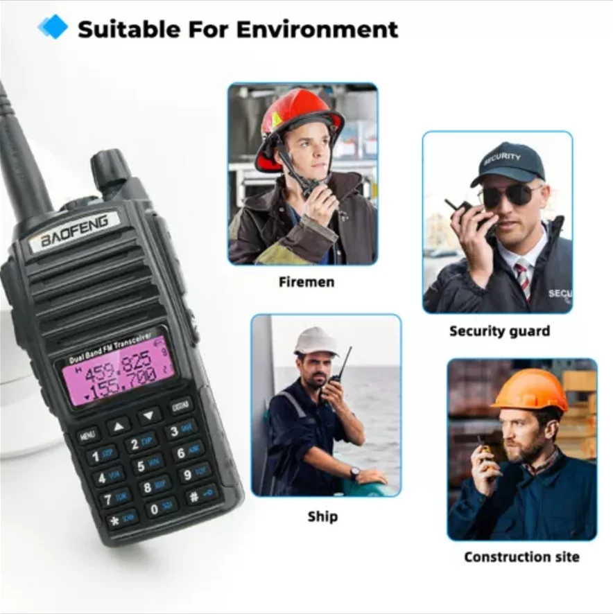 BaoFeng UV-82 Real 8W Walkie Talkie Dual Band VHF/UHF Two-Way Radios 2800mAh