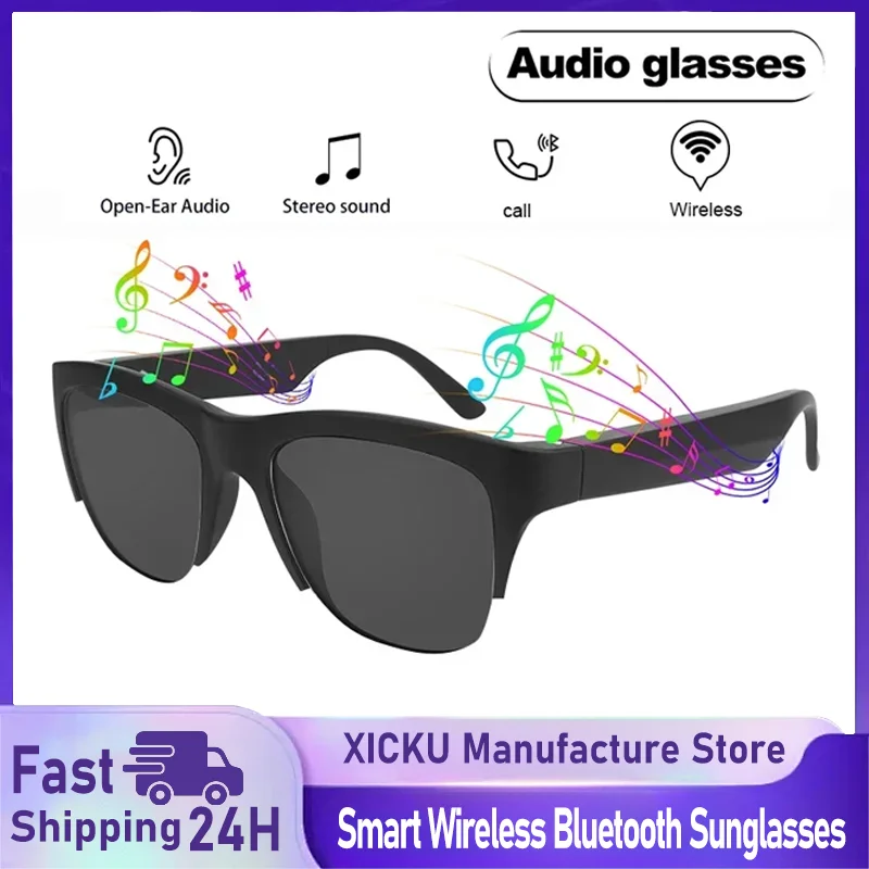 Nowe inteligentne okulary przeciwsłoneczne Bluetooth V5.3 z funkcją rozmów, słuchawki sportowe na zewnątrz, technologia HIFI, czarna technologia, antydotykowe, z ochroną UV, dla kobiet i mężczyzn.