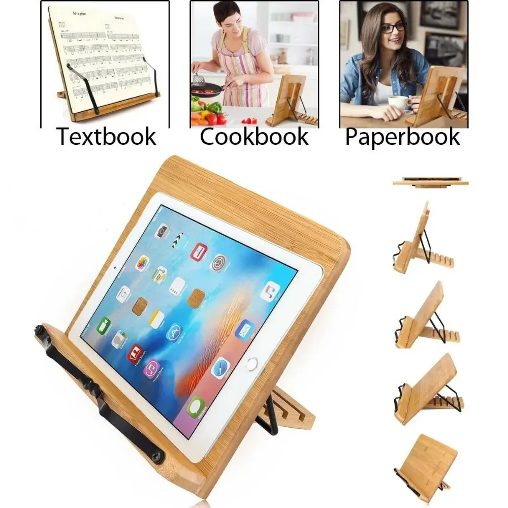 Trang Kẹp Giấy-Cuốn Sách Nấu Ăn Bàn Đọc Sách Chắc Chắn Bookstand-Sách Giáo Khoa Nhẹ Bookstand Di Động Có Thể Điều Chỉnh Giá Kẹp Sách Và Khay