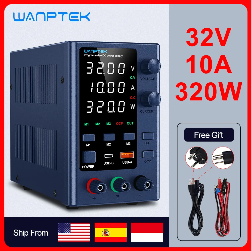 Wanptek Alimentatore CC regolabile 30V 10A LED Banco da laboratorio Fonte di alimentazione Interruttore stabilizzato Regolatore di tensione di alimentazione 60V 5A