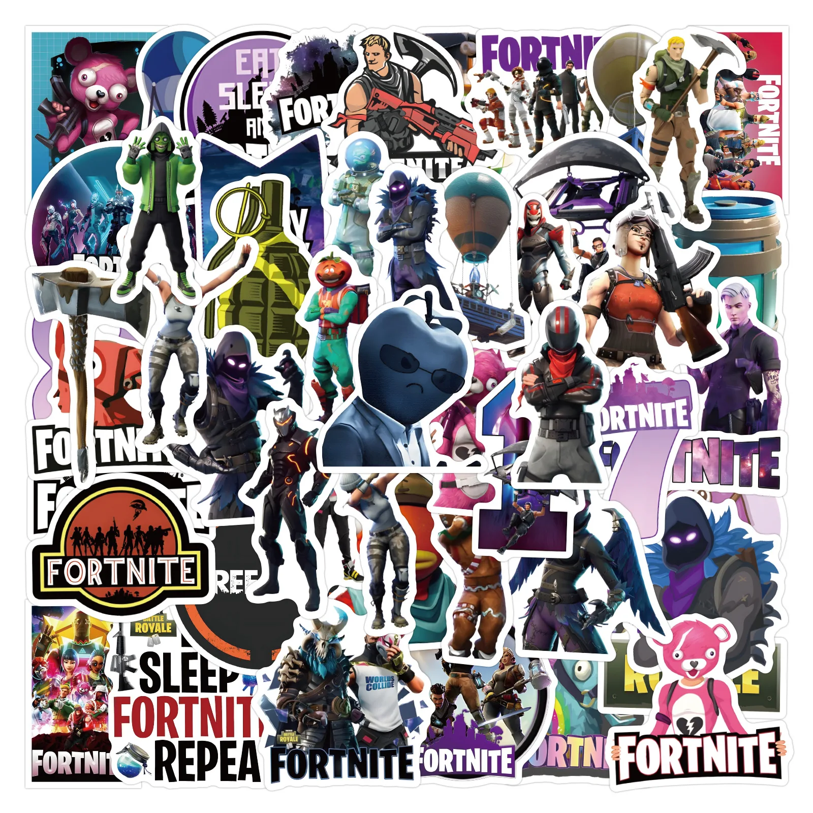 50pcs Fortnite Game Character Suitcase Graffiti Scooter Computer Tablet Cartoon Decoration Waterproof Sticker