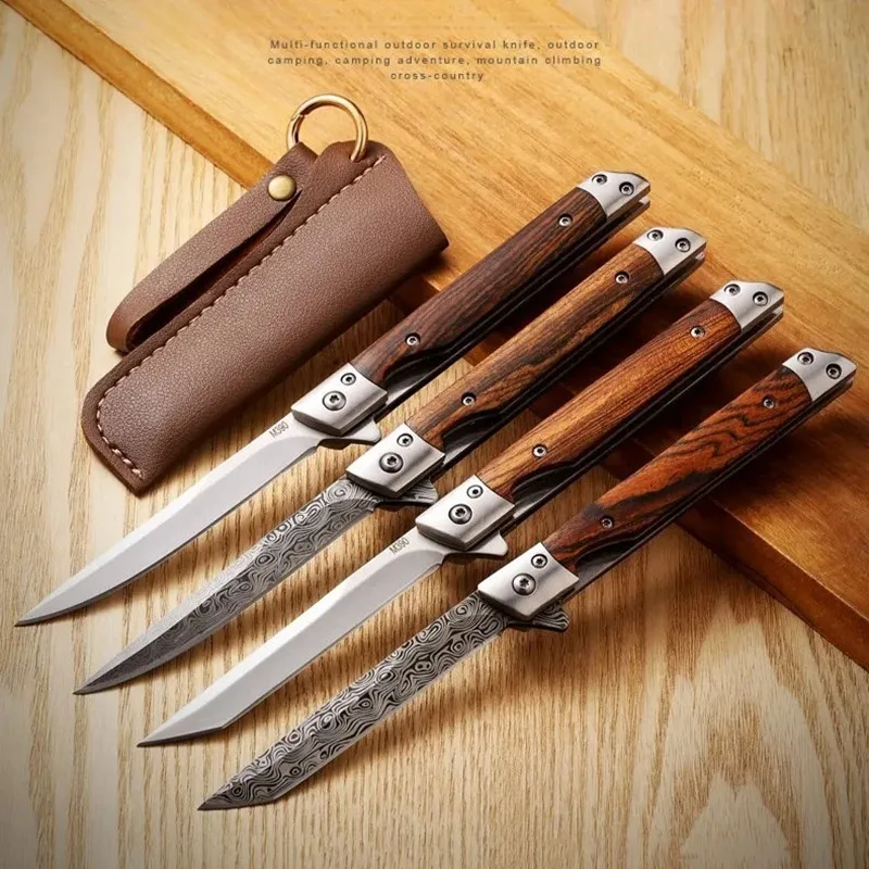 Cuchillo de fruta de alta calidad, cuchillo de oficina de acero con patrón portátil, cuchillo de carne con hoja de alta dureza con cubierta, cuchillo para carne