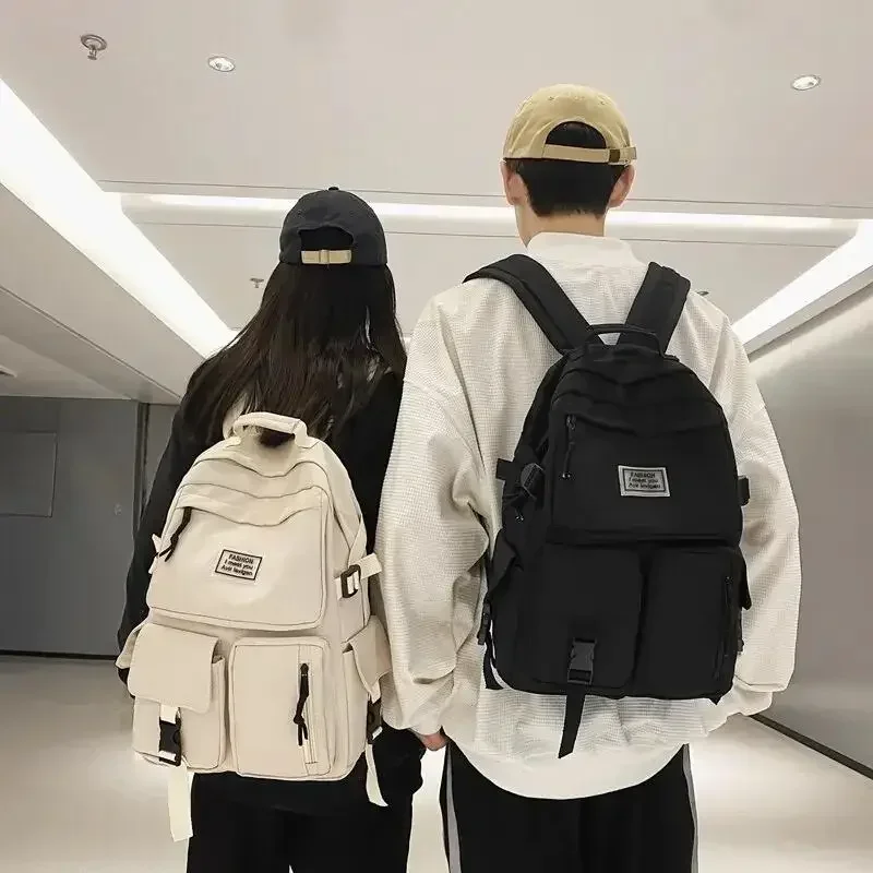 Borsa a tracolla da uomo e da donna in nylon universale di grande capacità, zaino da scuola casual con fibbia per computer, pendolarismo quotidiano