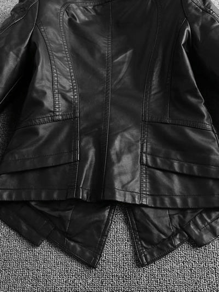 Lautaro Frühling Herbst Kurze Schwarz Licht Weiche Kunstleder Biker Jacken für Frauen Lange Sleeve Zipper Luxus Designer Mode