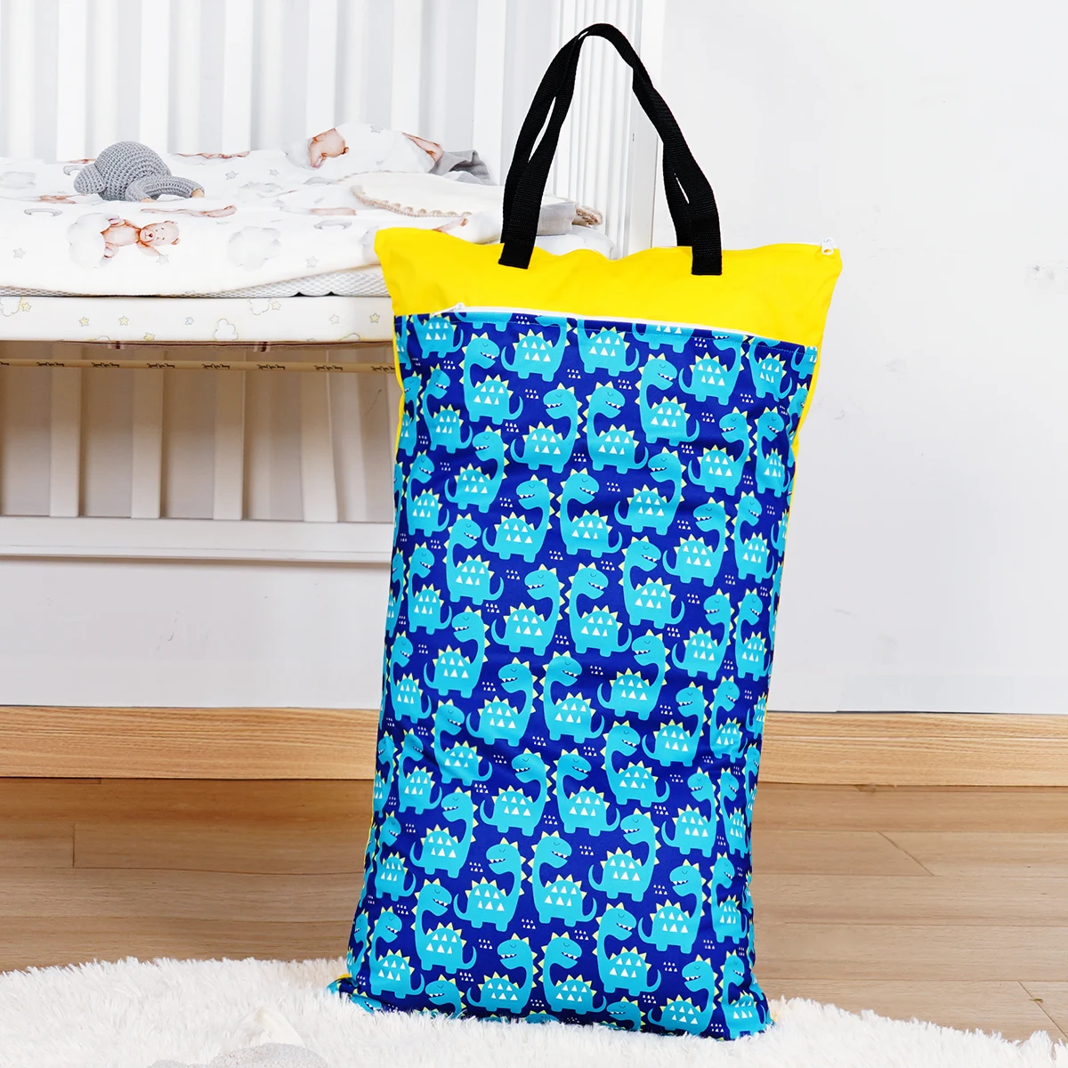 Bolsa de fraldas de pano seco e molhado reutilizável Happyflute com bolsos duplos com zíper 40 * 70 cm