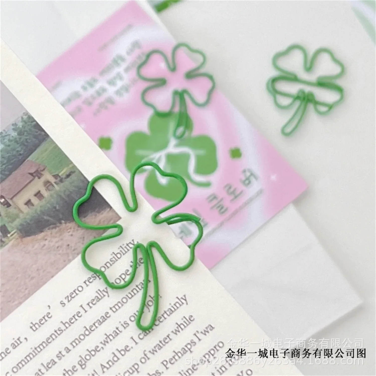 10 Stuks Leuke Ins Groene Klavertje Vier Paperclips Mooie Meisje Plakboek Decor Bindmiddel Clip Kantoor Document Bill Binding levert