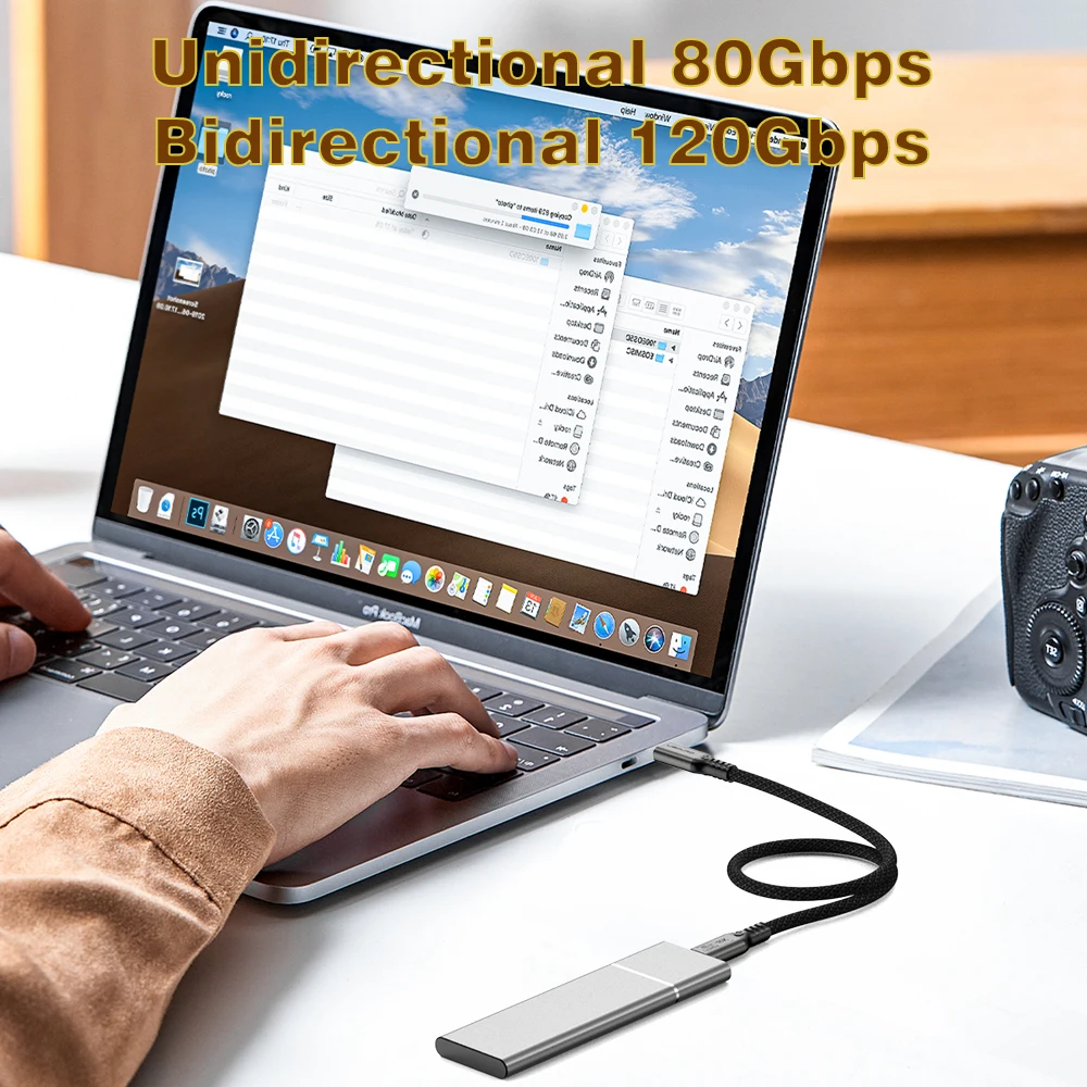 UGOURD 80Gbps Thunderbolt 5 Cable Certificado Chip USB-C Thunderbolt5 2m 0,3m 120Gbps 240W 16K para MacBook M.2 Disco Duro USB4-V2