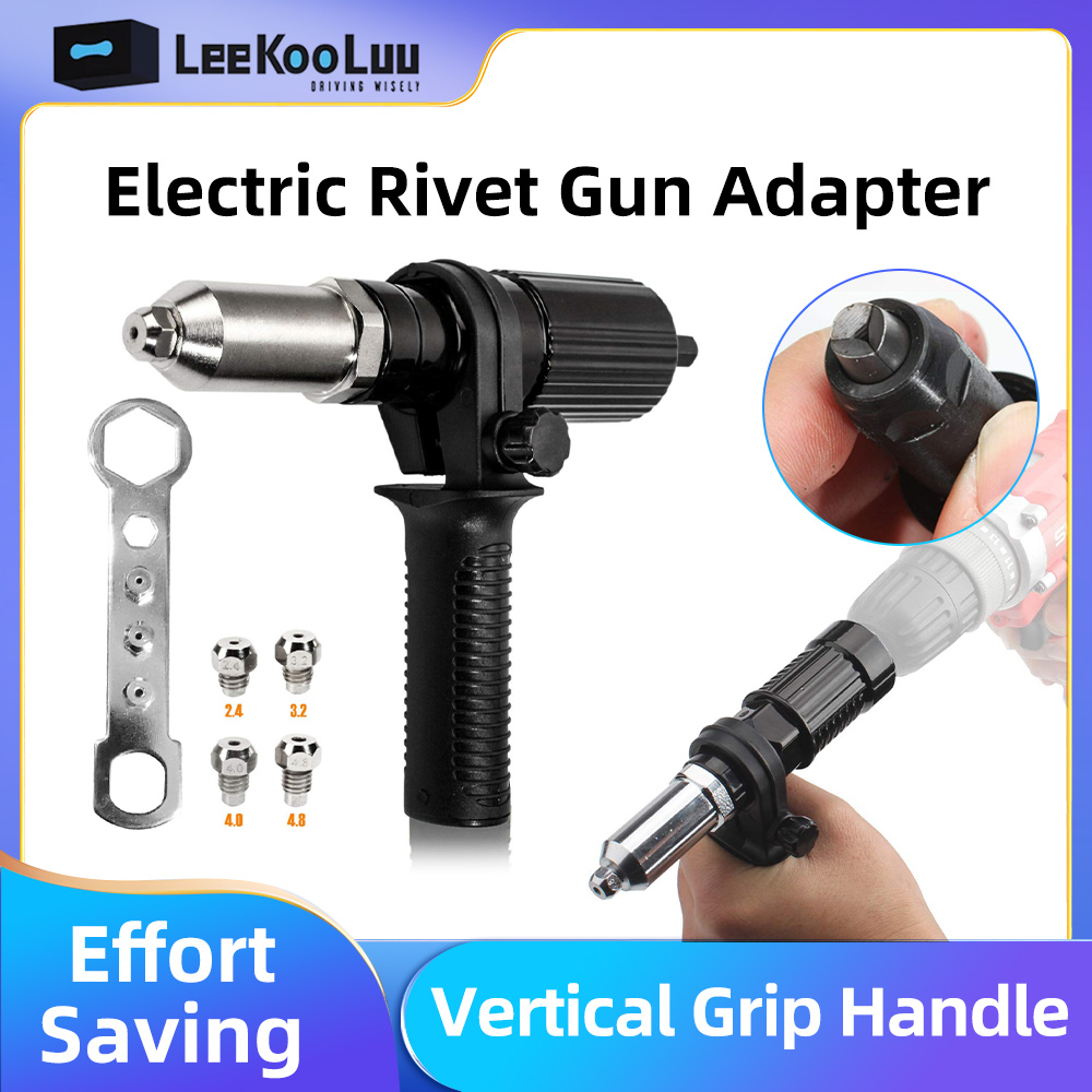 Adaptateur de odorà riveter électrique, embout à tête et poignée enveloppés, diamètre 2.4mm, 3.2mm, 4.0mm, 4.8mm