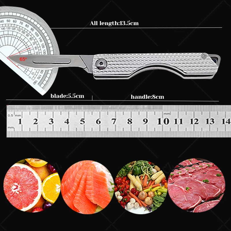 Stainless Steel Folding Pocket Knife Quick Open Scalpel Knife Replaceable 10 Blades Mini Keychain Utility Knives Kitchen Knife