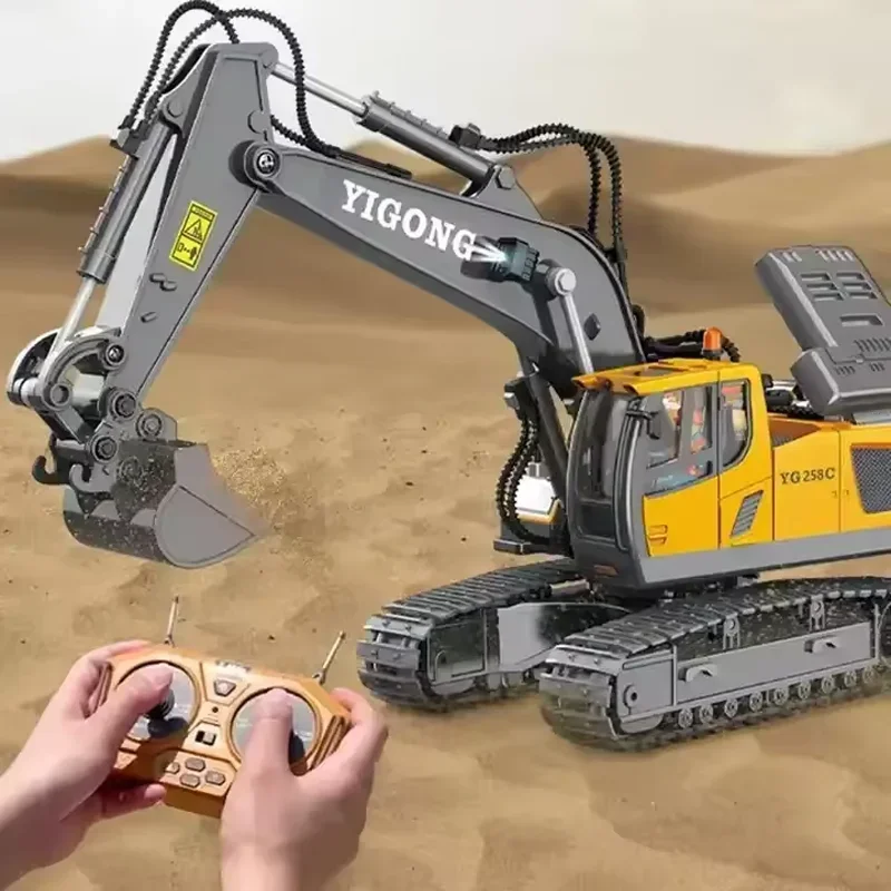 2.4G Escavatore telecomandato Autocarro con cassone ribaltabile Modello RC Auto Giocattolo Lega professionale Simulazione di plastica Veicolo da costruzione Regali per bambini