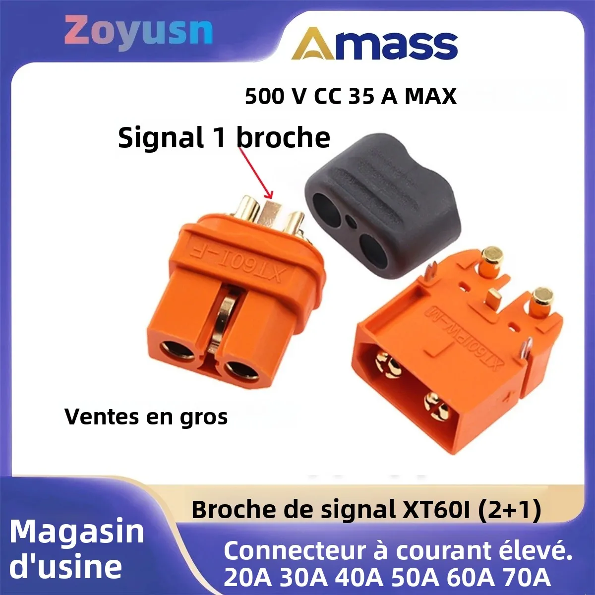 XT60I-F 35A XT60IPW-M -F XT60IE connecteur haute courant mâle et femelle 2 + 1 avec broche de signal prise de batterie d'avion modèle XT60IPW-M