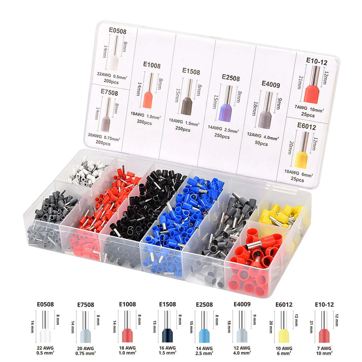 300-2000 pcs Durable Wire Connect Insulated Connector Crimp Terminator Cold Pressed Insulated Termina