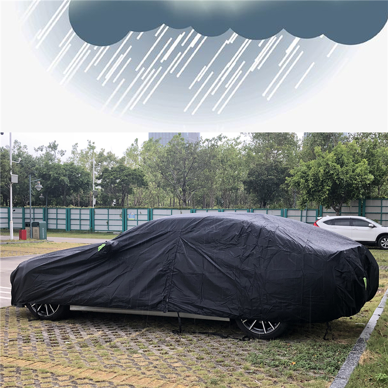 Housses de voiture universelles SUV/berline, imperméables, pour l'extérieur, Protection contre le soleil, la pluie et la neige, UV, conception à fermeture éclair, étui noir pour voiture, S-XXL