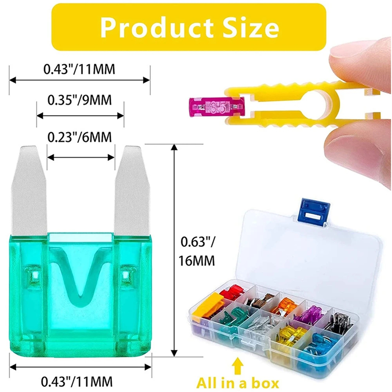 120 small car fuse sheets 2 3 5 7.5 10 15 20 25 30 35A with clip