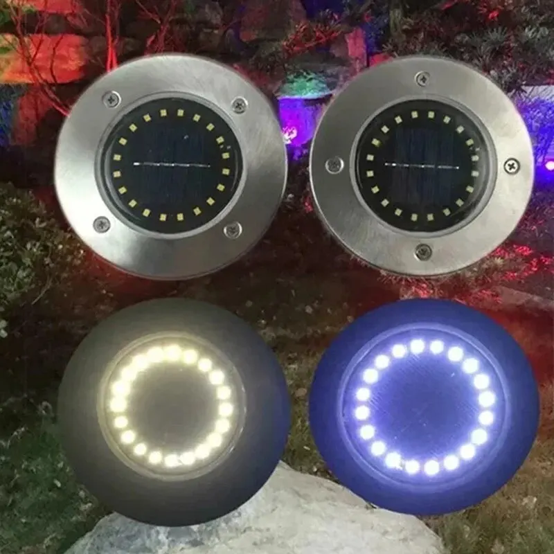 4-teiliges Solar-Scheibenlicht für den Außenbereich, Garten, Solar-Untergrundlicht, Decklicht, Scheinwerfer, vergrabene Solar-LED-Lampe