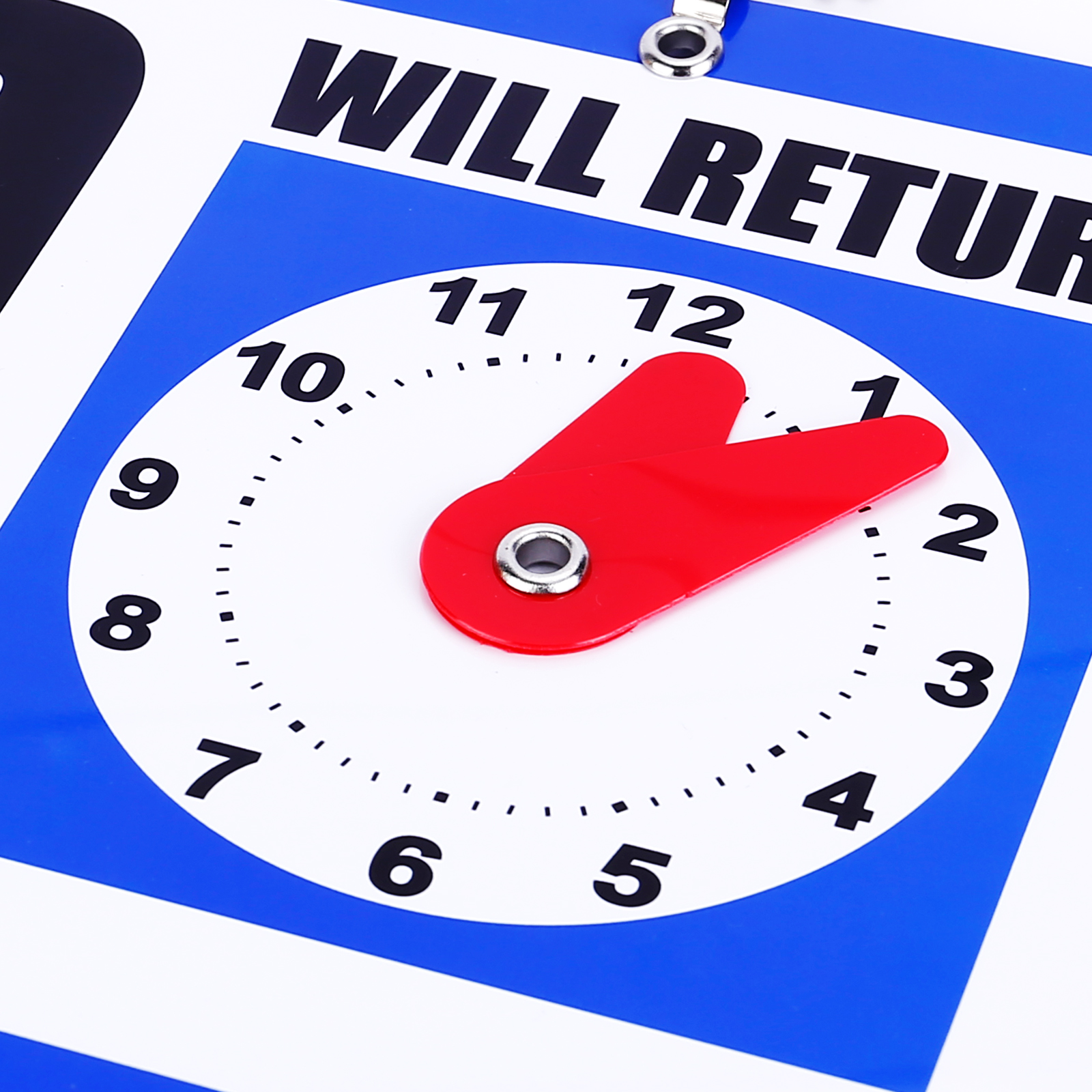 Eagle Open and Closed Sign, Plastic, with Hanging Chain, Dual Sides with “Will Return” Clock, 6X11.5-Inches