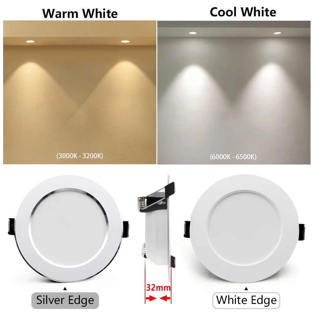 10 ชิ้น/ล็อต LED Downlight 220V โคมไฟเพดานดาวน์ไลท์ห้องนอนห้องนั่งเล่นในร่มสําหรับโคมไฟตกแต่งบ้าน LED โคมไฟ