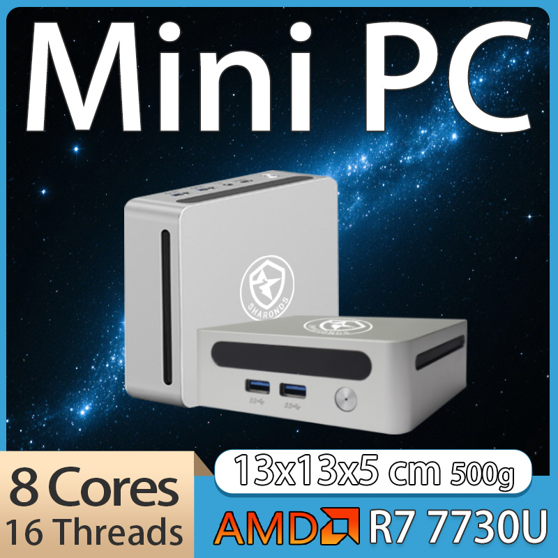 Computadora pequeña AMD Ryzen7 7730U Mini ordenador 8GB/16GB/32GB DDR4 256GB/512GB/1TB PCIE M.2 SSD Windows 11 Pro WiFi6 BT5.2 Mini PC