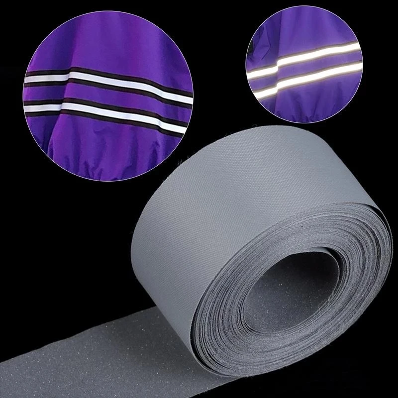 สติกเกอร์แถบสะท้อนแสงยาว5เมตรเทปสะท้อนแสงสำหรับเสื้อผ้า DIY กระเป๋ารองเท้าอุปกรณ์รีดผ้าเพื่อความปลอดภัย2-5ซม.