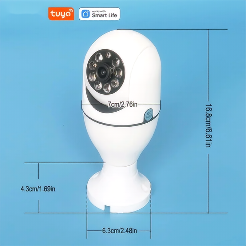 Tuya สมาร์ท 2.4G E27 หลอดไฟ WiFi กล้องเฝ้าระวัง HD Night Security การเฝ้าระวังวิดีโอสนับสนุน Two WAY Audio Mobile Motion