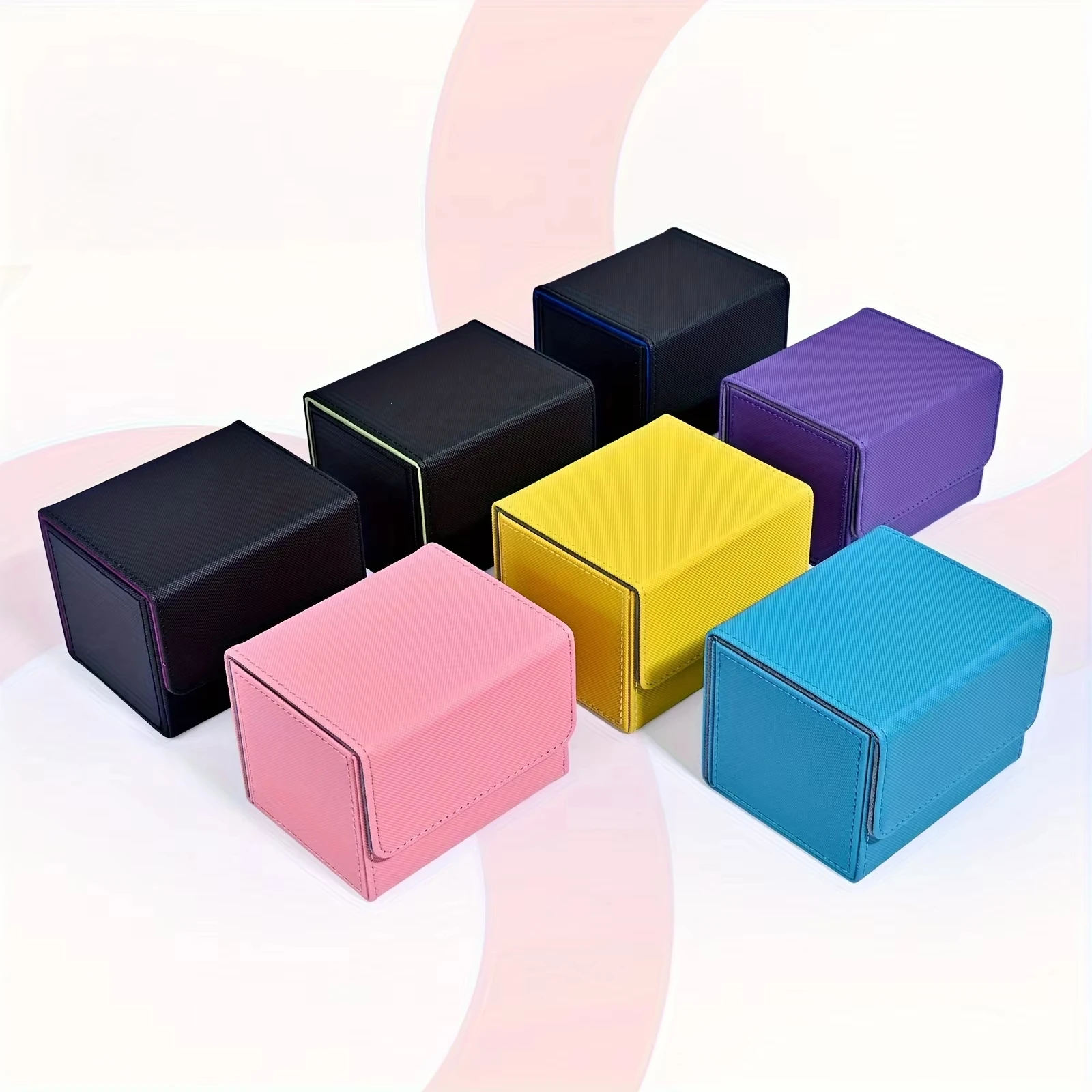 Caja de baraja de cartas, caja de almacenamiento de tarjetas que se adapta a 100 tarjetas de una sola manga, estuche de baraja de cartas con imán fuerte de cuero PU para tarjetas TCG