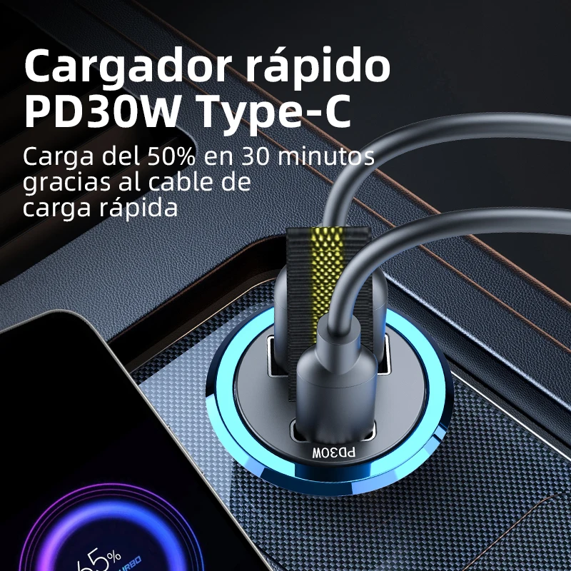 Cargador de coche mini USB de 200w super Fast Charging tipo - C PD Fast Charging car Phone Charger Adapter para iPhone 15 Huawei Samsung