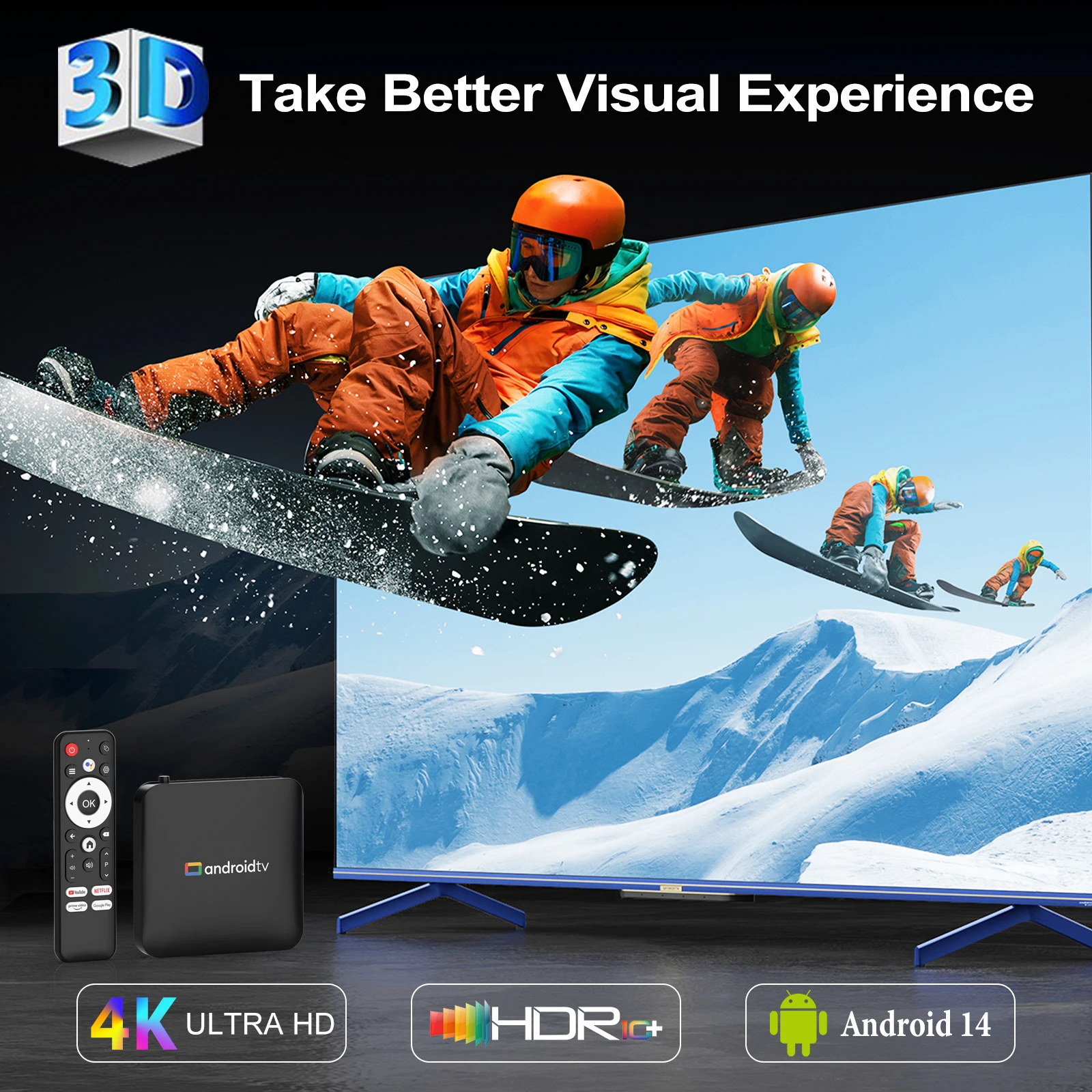 Android 14.0 Smart TV Box H96 Max S905L3 Домашний кинотеатр Bluetooth с Google Voice Media Player 2G 16G 4K HD Video Set TV BOX