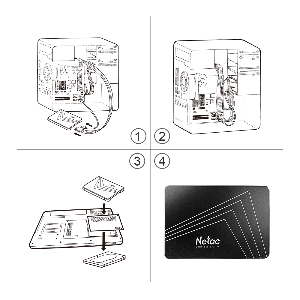 Netac ssd 1tb 2tb 4tb 512gb 256gb 128gb SSD SATA SATA3 Disco Rígido HDD 2.5 Unidade Interna de Estado Sólido para Laptop