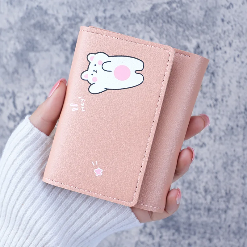 Women Short Cute Small Wallets Student Triple Fold Card Holder Girl ID Bag Card Holder Coin Purse Lady Wallets Cartoon Bag