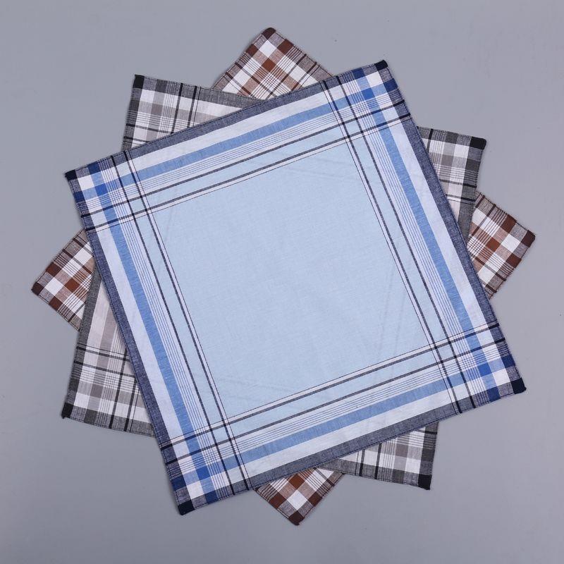 5 Stück zufällige quadratische karierte Streifen-Taschentücher, 38 x 38 cm, schlicht, klassisch, Vintage-Tasche, Baumwollhandtuch, Business-Baumwollschal