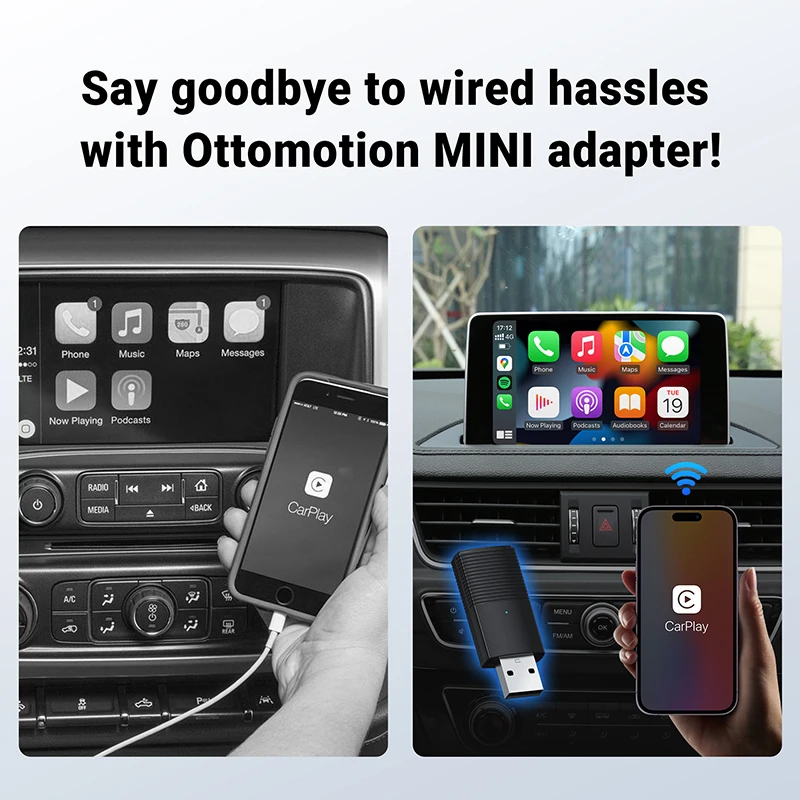 OTTOMOCIÓN inalámbrico CarPlay Android Auto adaptador inalámbrico Mini caja inteligente Plug And Play WiFi conexión rápida Universal para Toyota