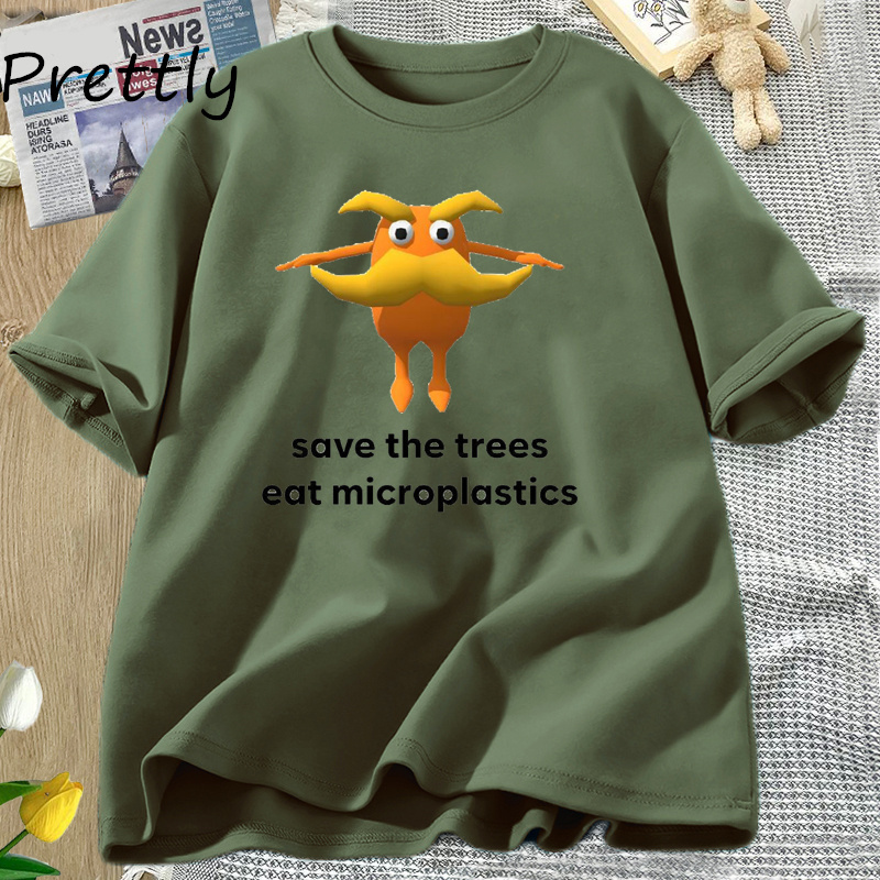 Camiseta divertida Save The Trees Eat Micropltics Meme para mujer y hombre, camiseta de broma Weirdcore, camisetas gráficas de manga corta con cuello redondo de verano