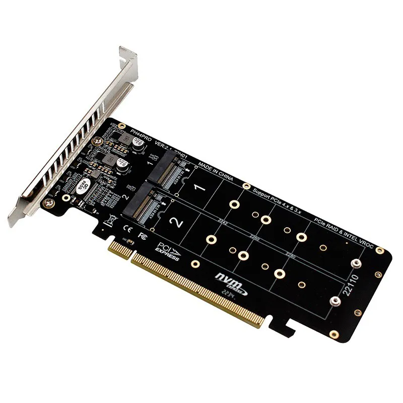 4-портовый раздвоенный контроллер M.2 NVME to PCI Express X16 4.0 M KEY NVME PCIE для 2230 2242 2260 2280 NVME M2 SSD