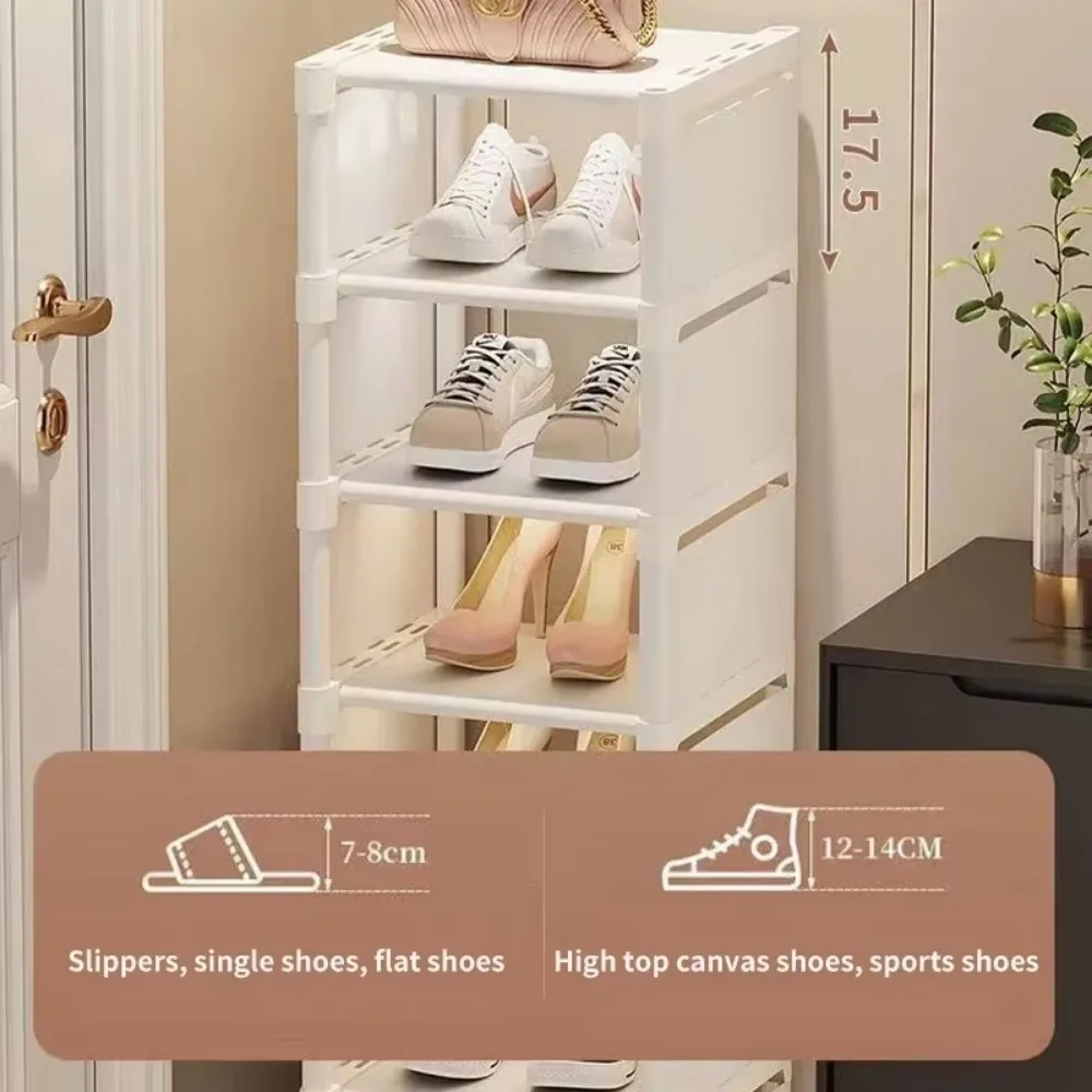 Adjustable Shoe Rack Multiple Layers Space-saving Dustproof 5/6/7/8 Stackable Sneaker Organizer Cabinet for Wall Corner