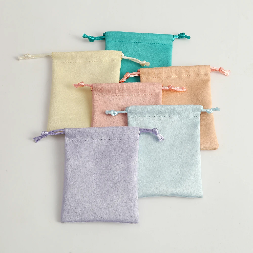 5Pcs Flannel Suede Jewelry Gift Packaging Bag Drawstring Rings Earrings Bracelet Pendant Storage Pouch Wedding Favors Gift Sack
