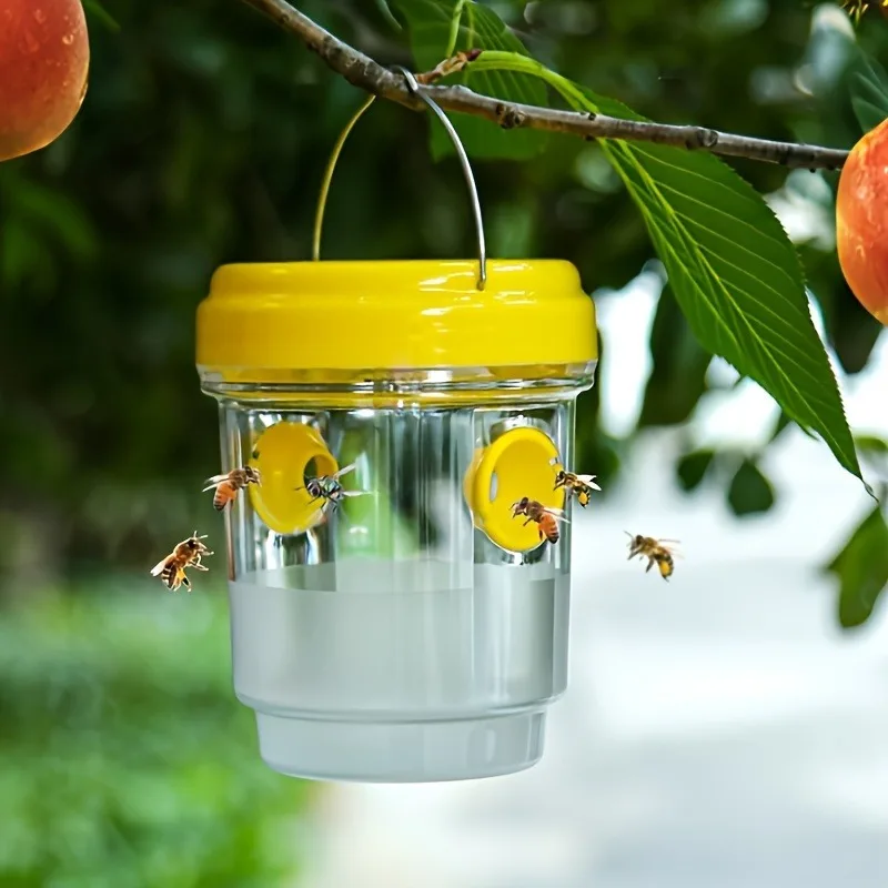 Armadilha para insetos externa de plástico transparente com tampa - eficaz para capturar moscas de frutas, vespas, design transparente para fácil monitoramento