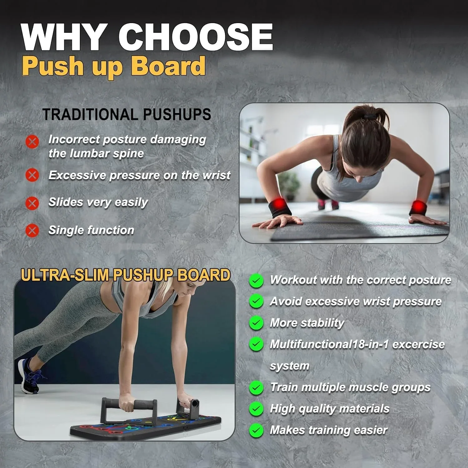Push Up Board อุปกรณ์ออกกําลังกายหน้าแรกบาร์ออกกําลังกายกีฬา Plank ฟิตเนสหน้าท้อง Abs ออกกําลังกาย Push-Ups ยืนหน้าอกอุปกรณ์