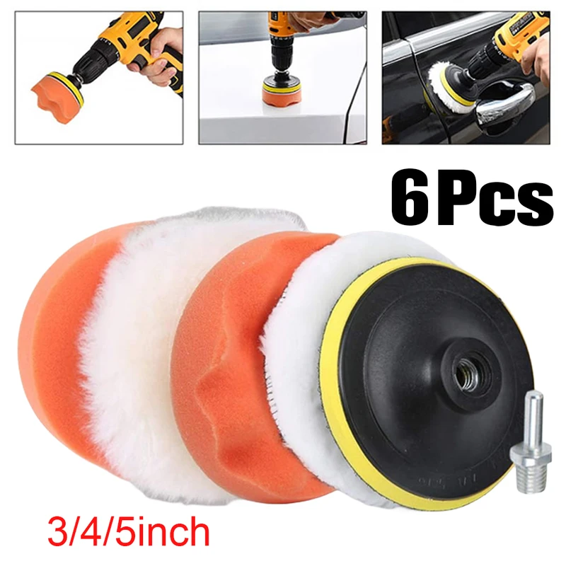 3/4/5 Cal wiertarka samochodowa polerka wełniana gąbka do polerowania samochodu zestaw podkładek wielokrotnego użytku maszyna do polerowania podkładki woskowe polerowanie woskowanie czyste polskie