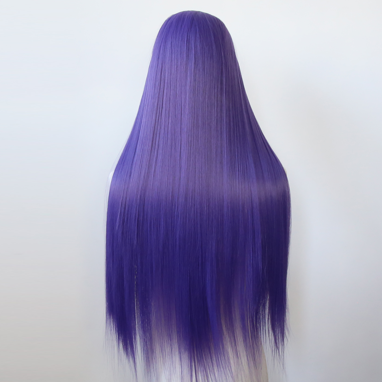 Roxo escuro rumi cosplay peruca dianteira do laço sintético longo em linha reta huntrix roxo frente do laço pré arrancado fibra resistente ao calor