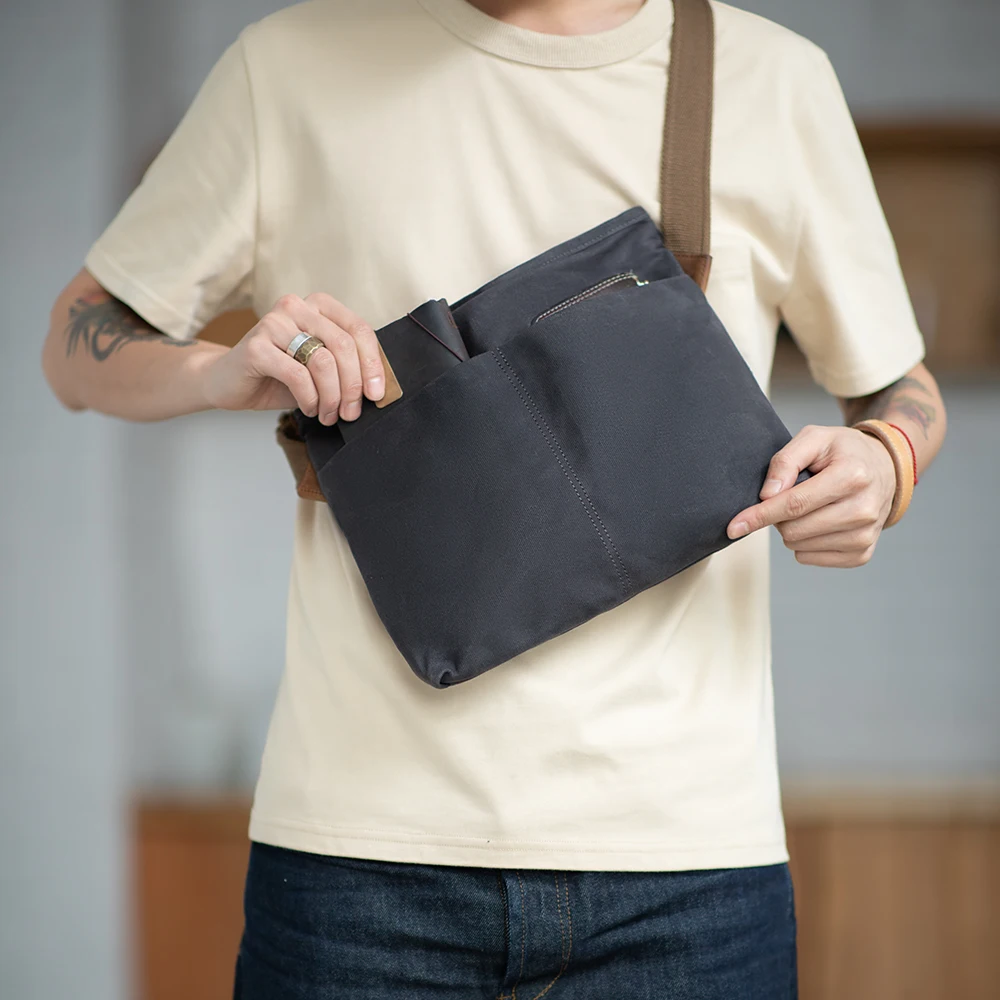 Maden Retro ไหล่ 16oz น้ํามันขี้ผึ้งกระเป๋า Commuter Postman สวมใส่เก่ากันน้ําปรับผ้าใบกระเป๋าสําหรับชาย