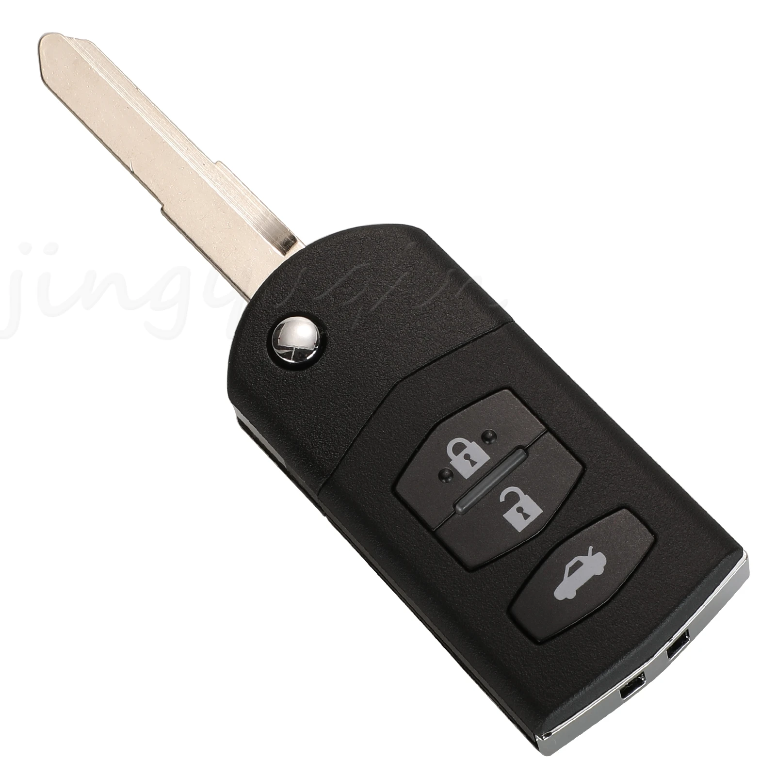 Jingyuqin Gấp Chìa Khóa Điều Khiển Từ Xa Máy Khởi Động Ô Tô 3 Nút 433 Mhz 4D63 Chip Dành Cho Xe Mazda 2 / 3 / 5 / 6 / MX5 / CX7 (SKE126-01)