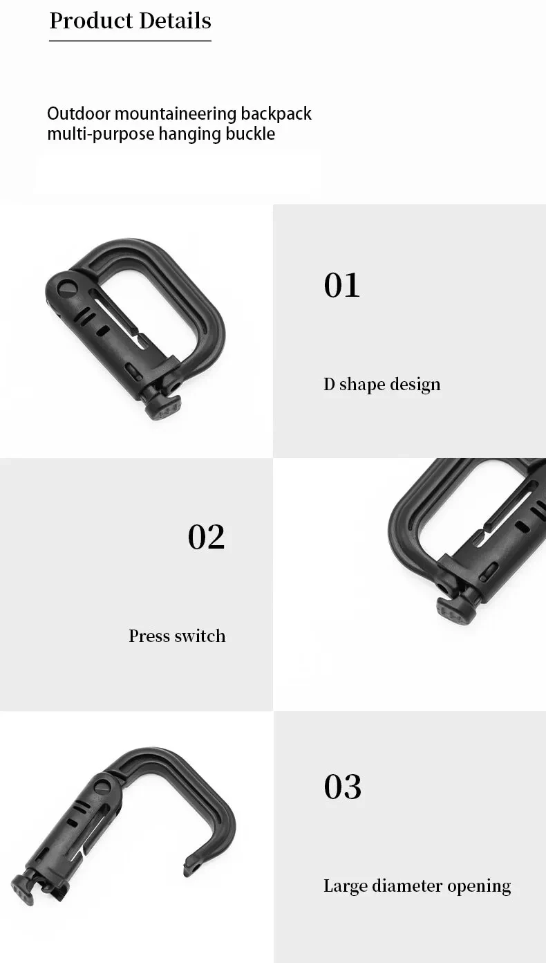 1 PCS D-Ring Grimlock Mosquetão - Clipe de travamento multiuso |   Chaveiro de gancho de suspensão de acampamento com fivela de mochila