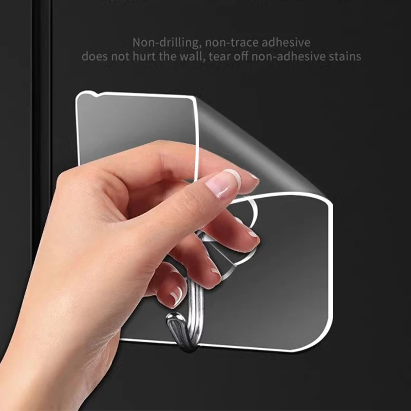 Perforation-free and Traceless Hooks Wall Transparent Adhesive Hooks Strong Load-bearing Bathroom and Kitchen Adhesive Hooks