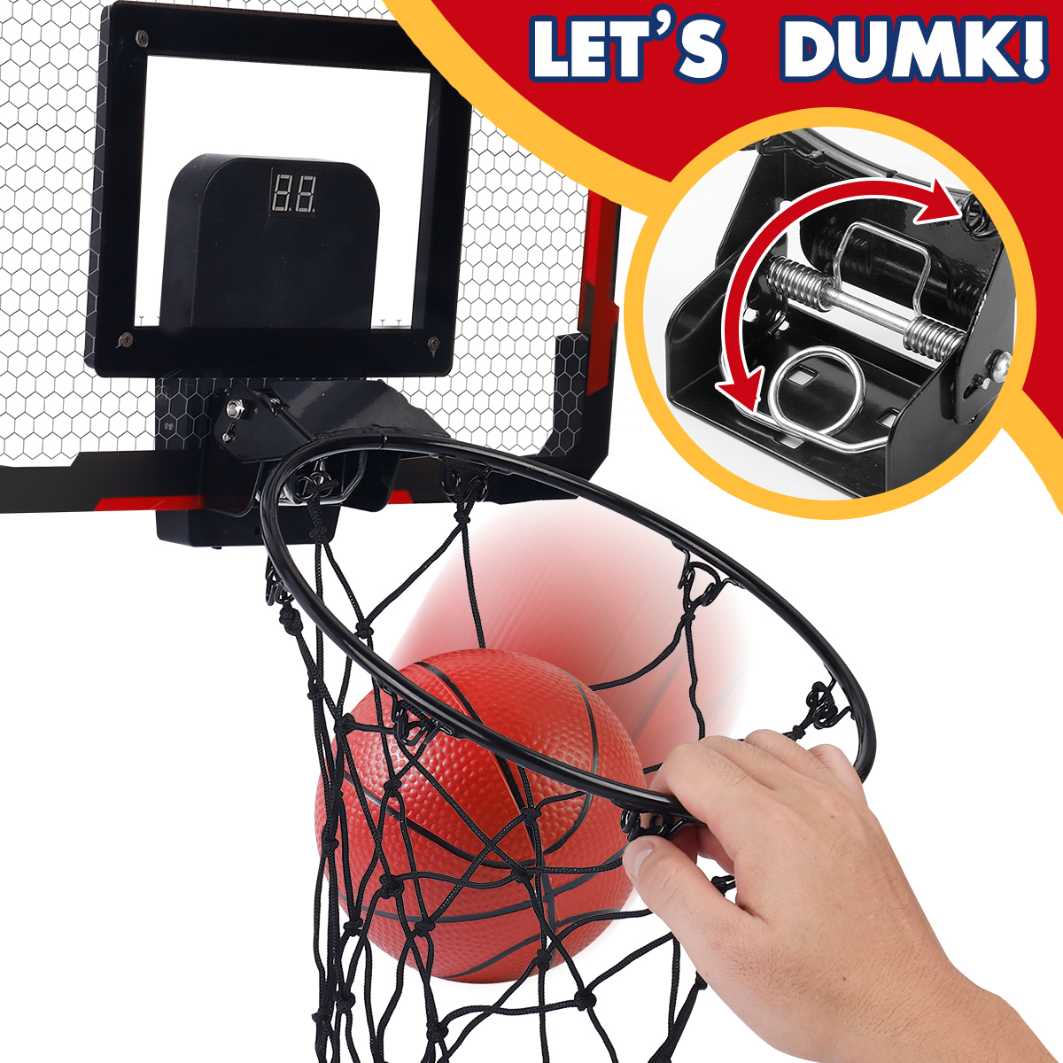 Cesta de basquete infantil interna, mini cesta de basquete Dunkable sobre a porta, presentes de Halloween/Natal/Tanksgiving