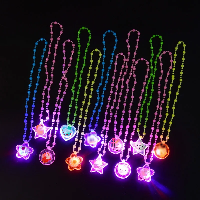Trẻ Em Dạ Quang Vòng Cổ Led Lấp Lánh Acrylic Đính Hạt Mặt Dây Chuyền Đồ Chơi Bé Gái Sinh Nhật Đạo Cụ Mặt Dây Chuyền Đẹp, Mặt Dây Chuyền Nam Tặng