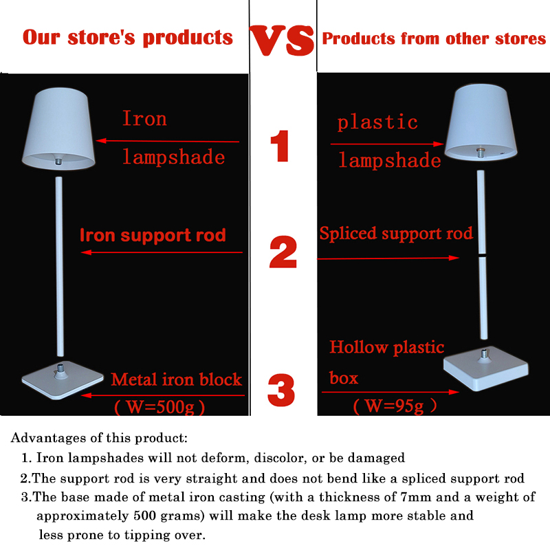 LED Desk Lamp Bar Restaurant Ambiance Wireless Table Lamps Study Office Night Light Waterproof Touch Lamp with USB Charging